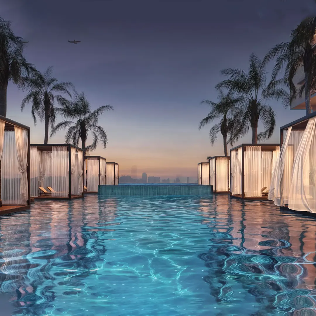 Luxury amenities at One Residence Business Bay including private pools