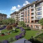 Main view of Ozak Gokturk Duyu project in Istanbul with forest surroundings.